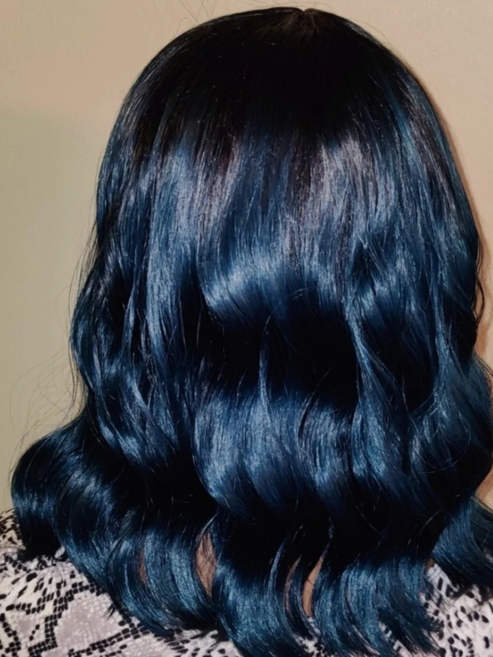 Blue Synthetic Wavy Wig with Bangs - Women Hair